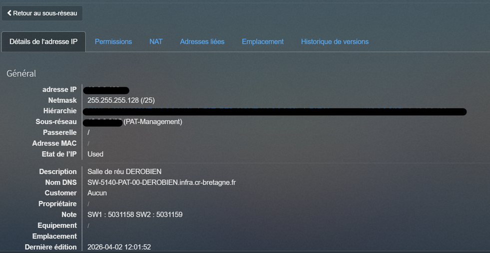 Baie réseau de la salle de visioconférence